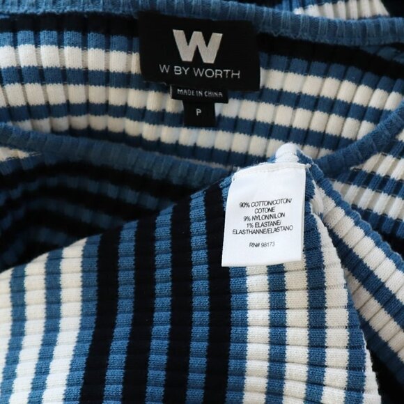 Worth W by Worth Ribbed Striped Stretch Knit Sweater Dress Bodycon P Petite - Picture 4 of 4